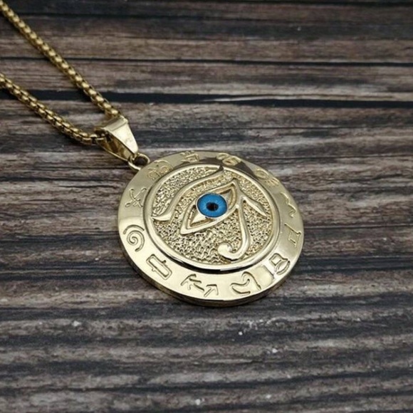 Gold and Blue Pendant Necklace - Picture 4 of 4